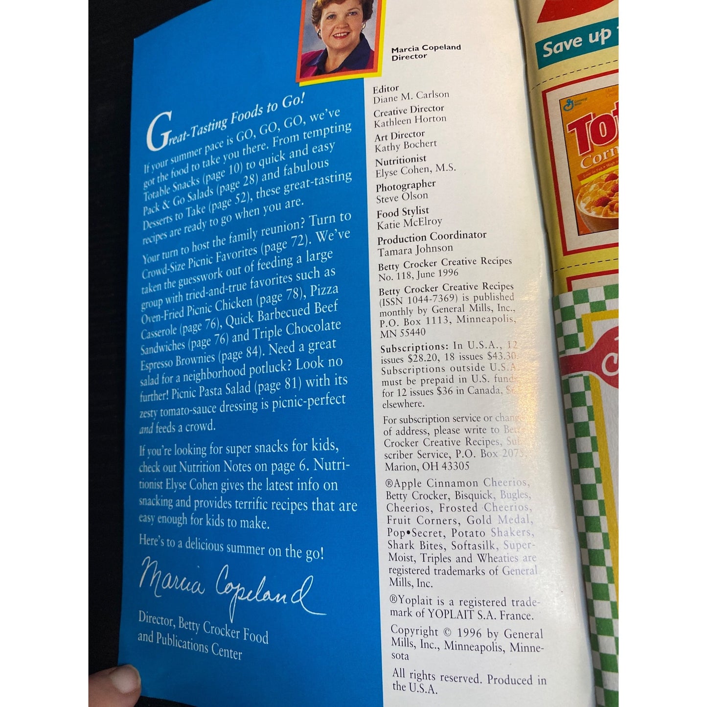 Betty Crocker 75th Anniversary Snacks Salads & Desserts To Go! Cookbook Booklet