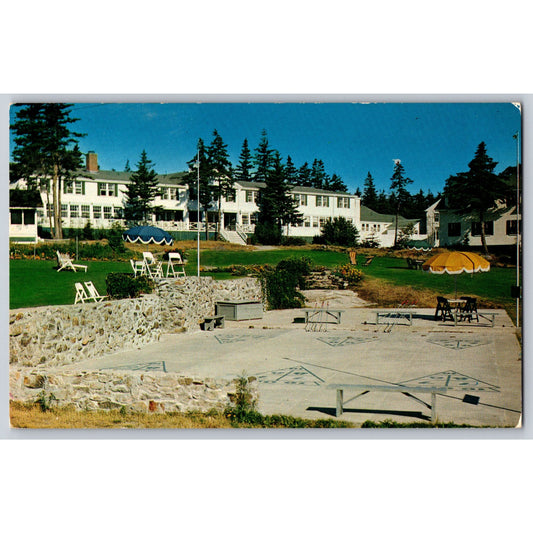 Cape Newagen ME Maine The Newagen Inn Shuffleboard Courts Chrome Postcard