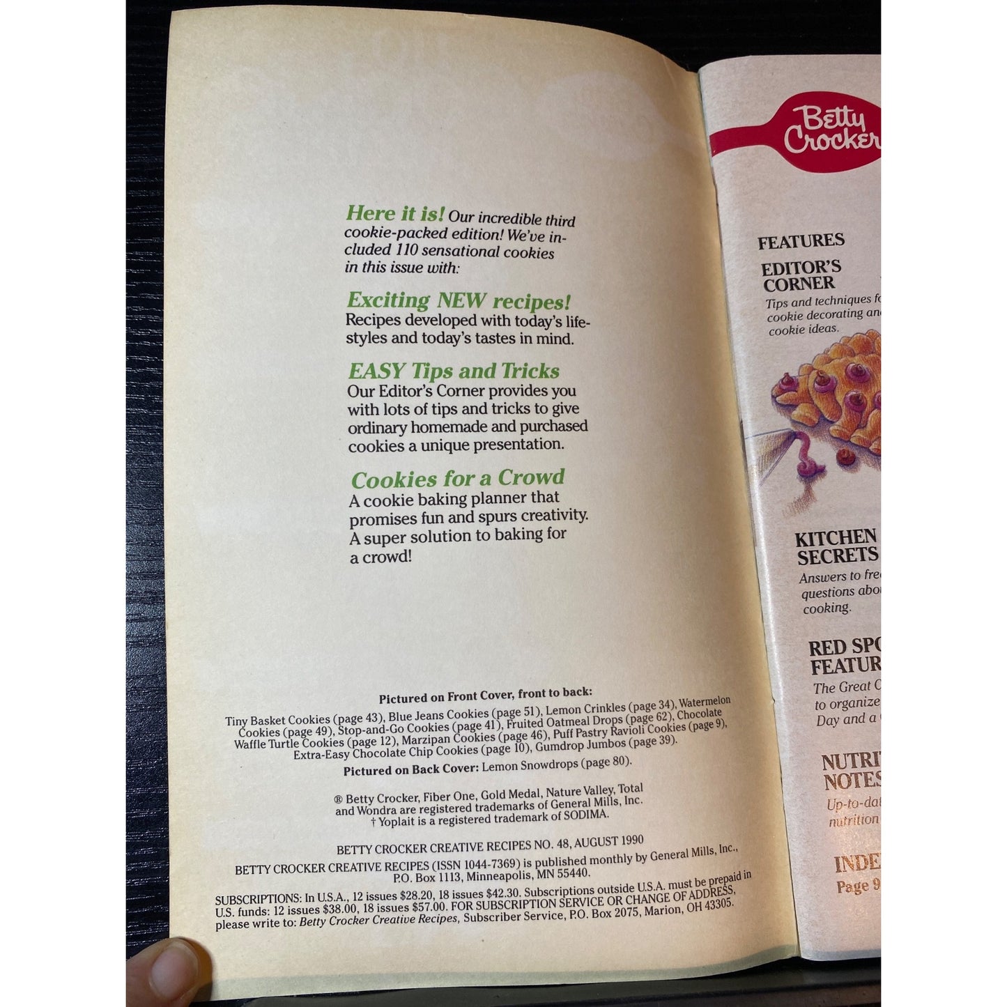Betty Crocker 110 Cookie Recipes Cookbook Booklet Aug 1990 Special 3rd Edition