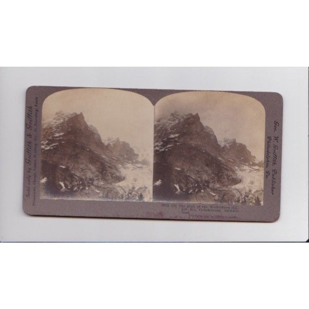 The Peak of the Wetterhorn Stereoview Griffith & Griffith 1903 Switzerland