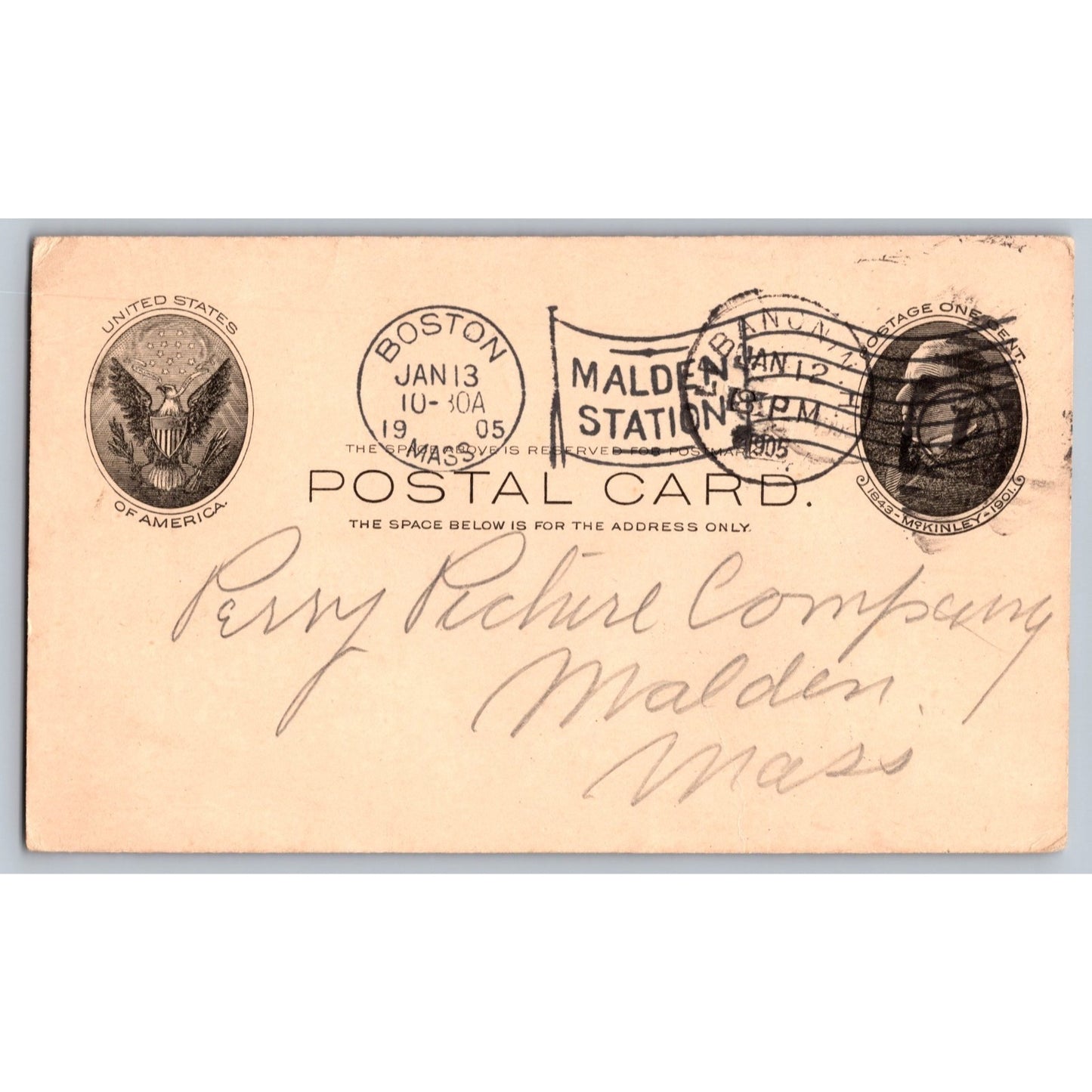 Boston MA Massachusetts Perry Picture Company McKinley 1905 Postcard
