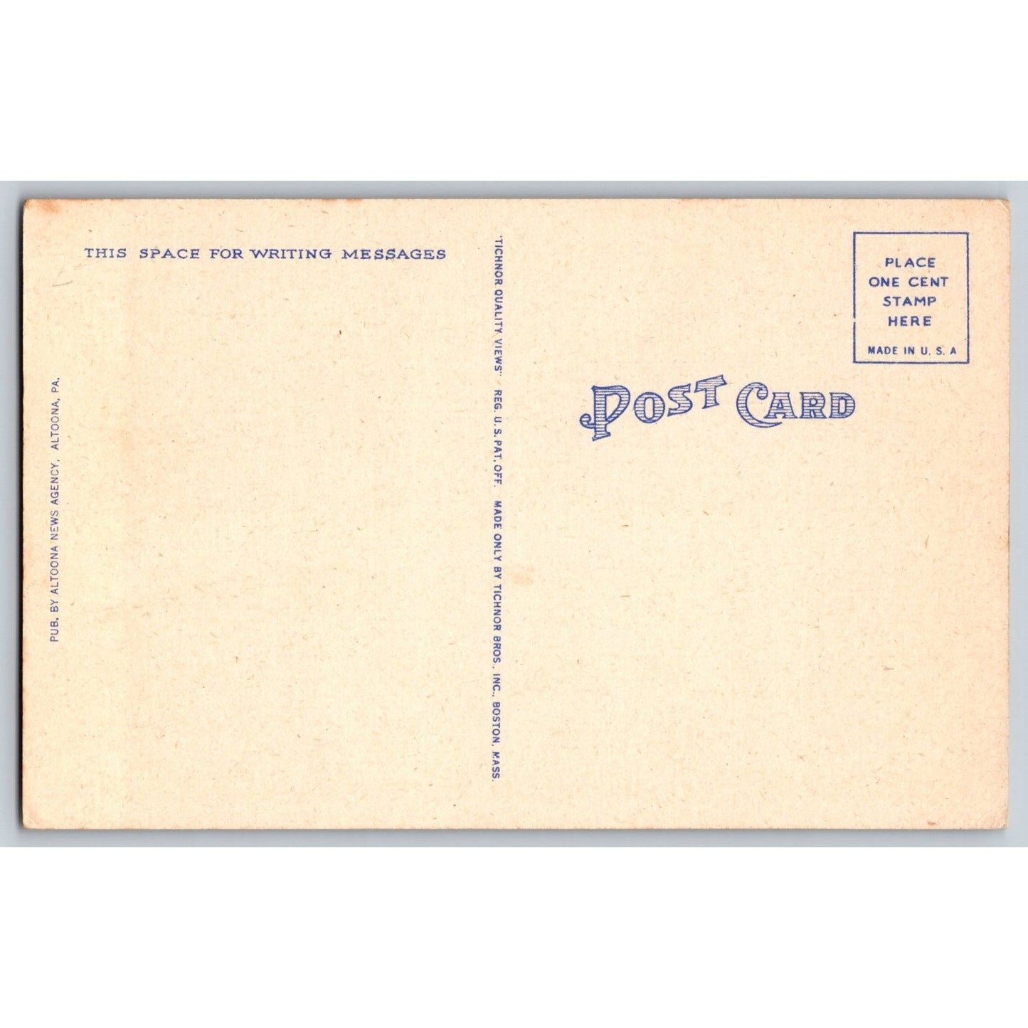 Altoona PA Pennsylvania Post Office White Border Postcard Tichnor Bros