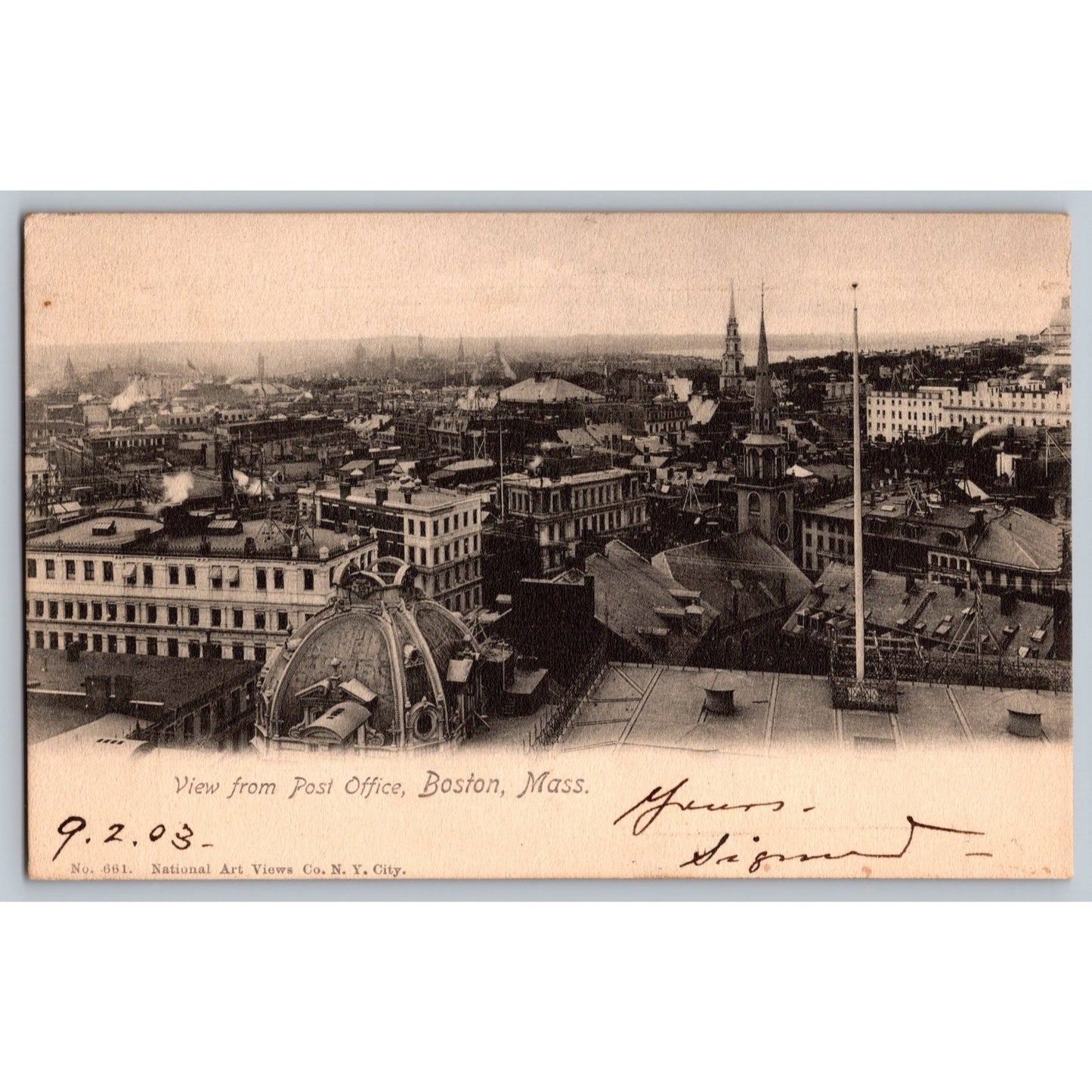 Boston MA Massachusetts View from Post Office 1903 Postcard National Art Views