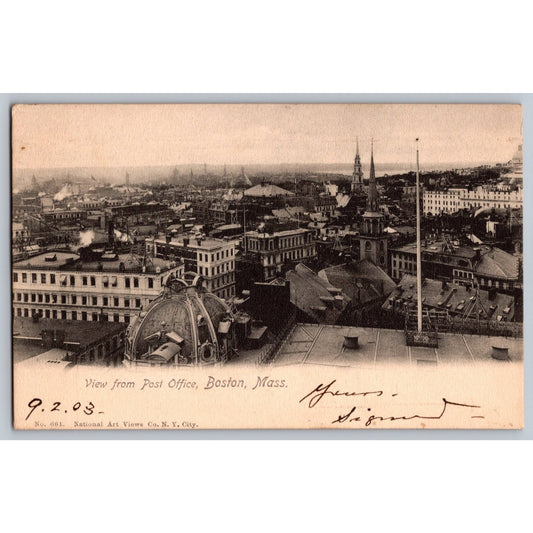 Boston MA Massachusetts View from Post Office 1903 Postcard National Art Views