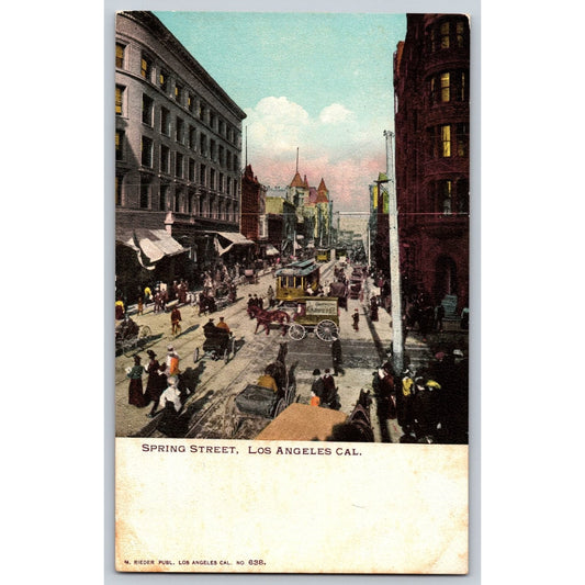Los Angeles CA California Spring Street Early 1900s Undivided Postcard M Rieder