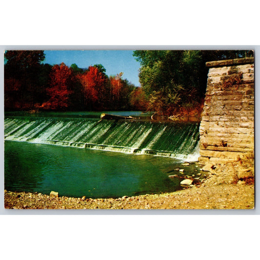 Laurel IN Indiana Whitewater Canal Feeder Dam 1950s Chrome Postcard Unused
