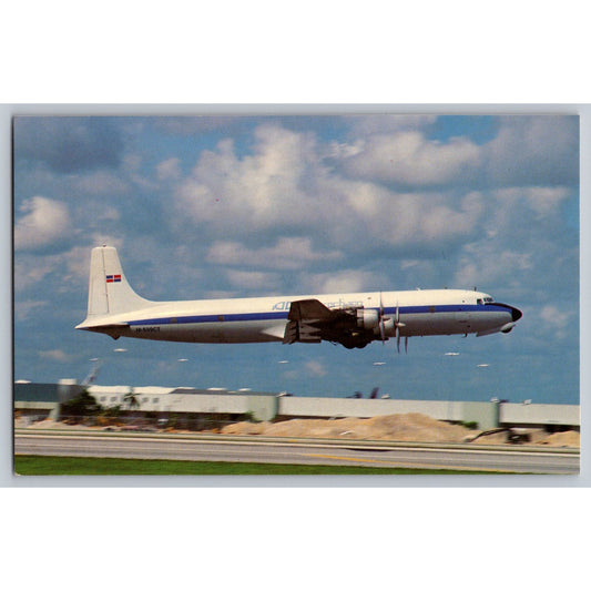 Miami FL Florida International Airport Aerochago Douglas DC7CF HI-599CT Postcard