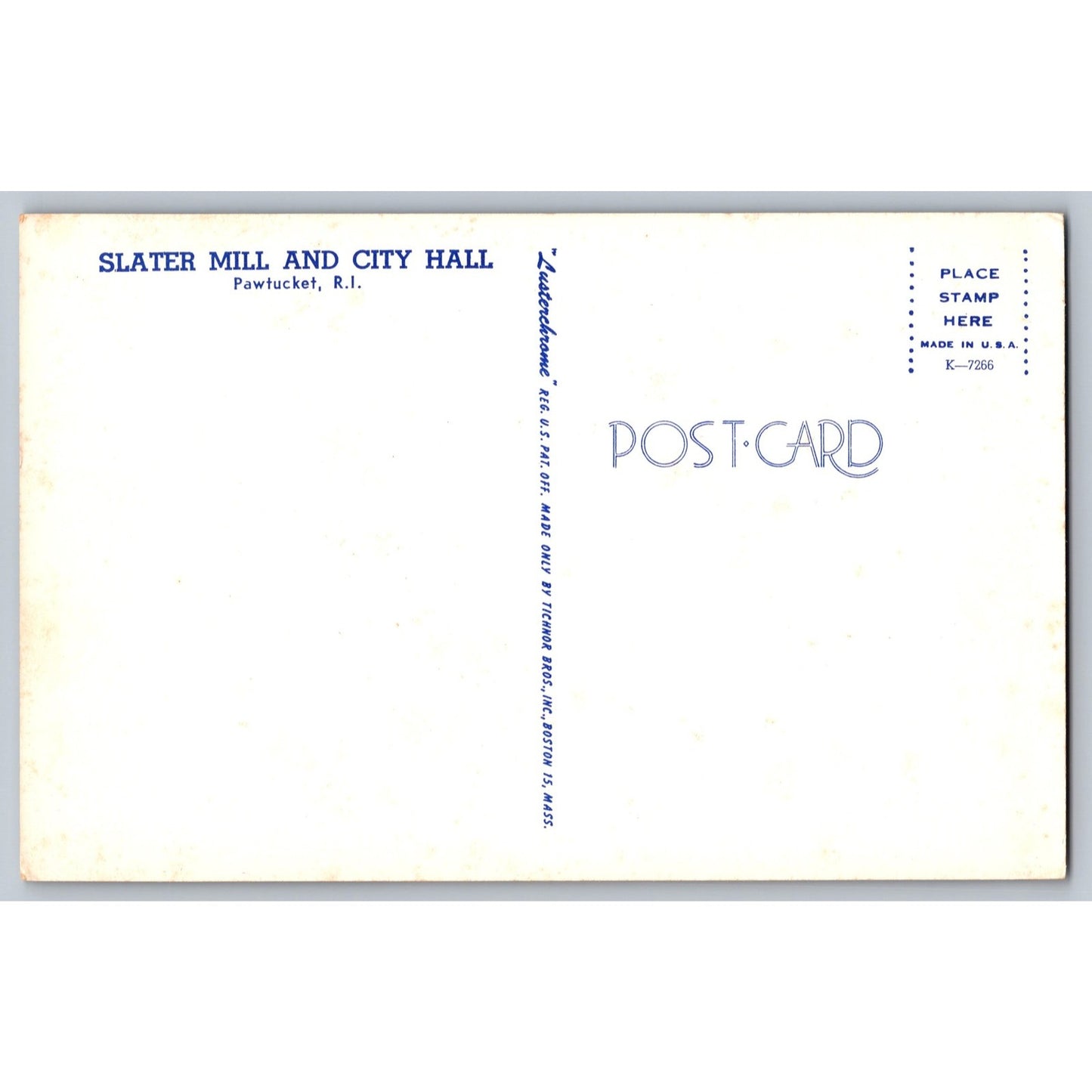 Pawtucket RI Rhode Island Slater Mill and City Hall Chrome Postcard Unused