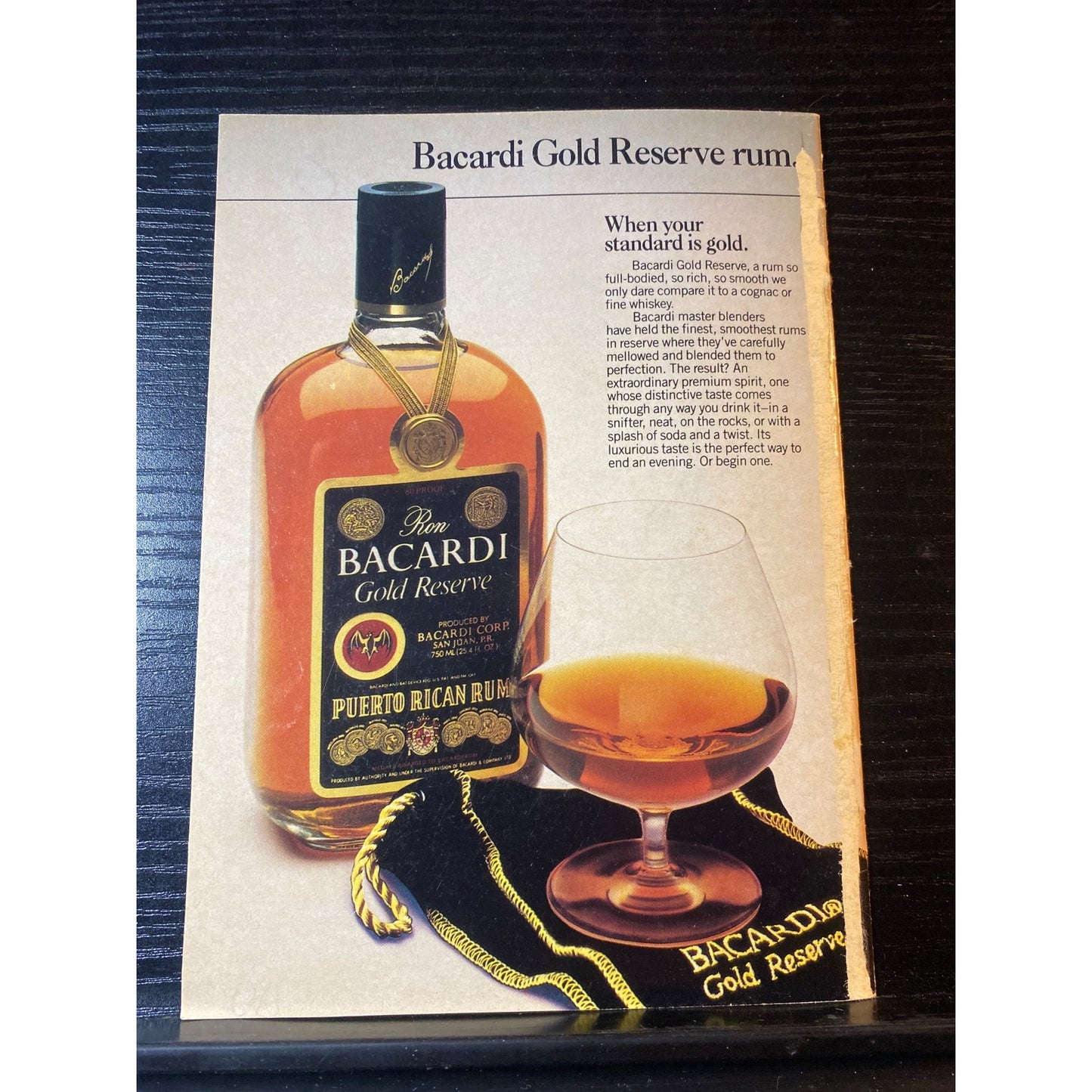 Bacardi Gold Reserve Rum Vintage Ad Recipes 1987 Puerto Rican Distilled Spirits