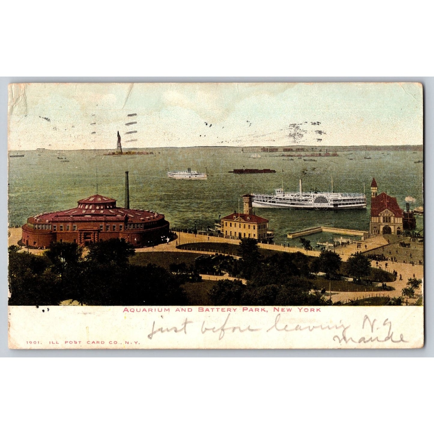 New York City NY Aquarium & Battery Park 1901 Undivided Back Postcard Used