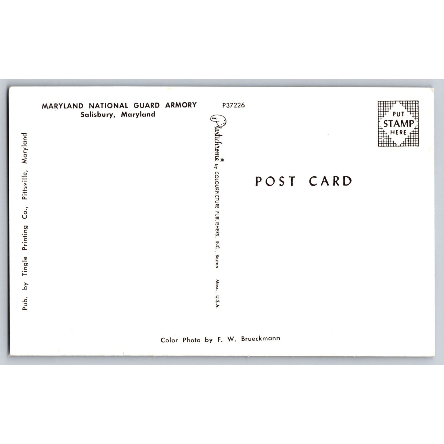 Salisbury MD Maryland National Guard Armory Chrome Postcard Triangle Printing