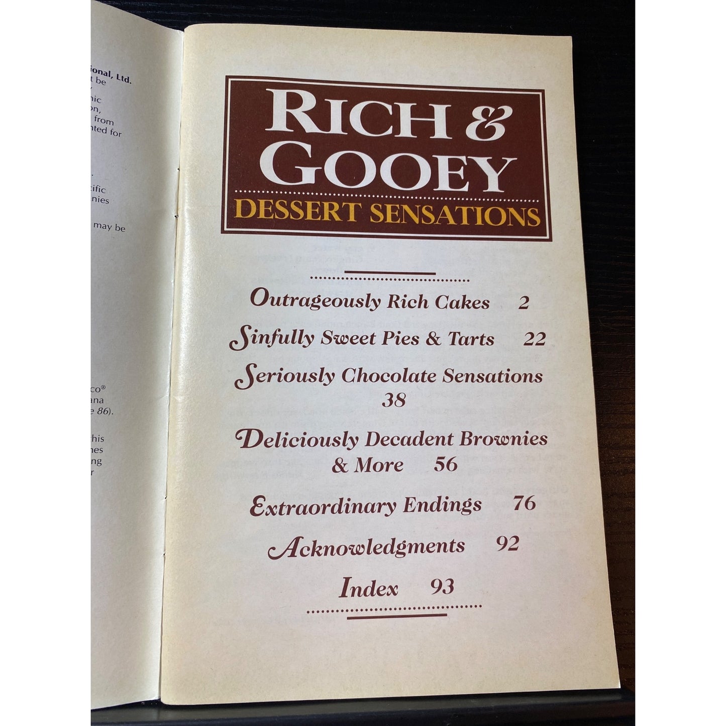 Best Recipes Rich & Gooey Dessert Sensations 1994 Cookbook Booklet