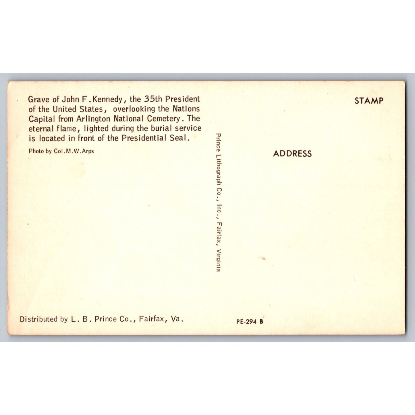 Arlington VA Virginia JFK John F Kennedy Grave National Cemetery Chrome Postcard