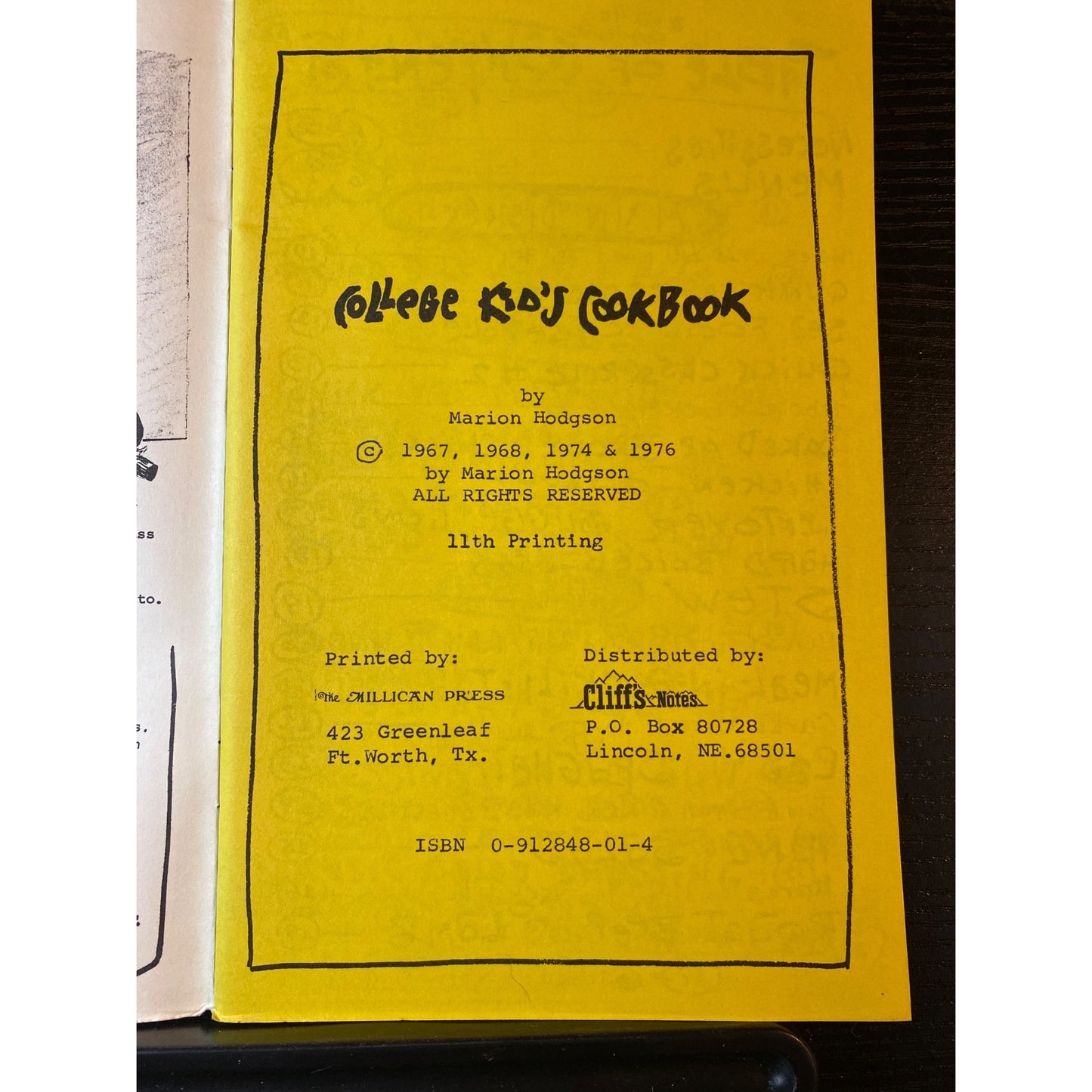 The Original College Kids Cookbook Booklet Marion Hodgson 11th Printing 1976