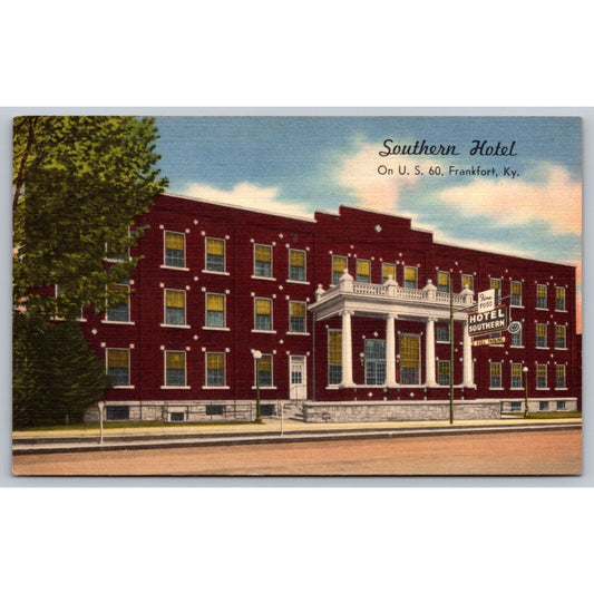 Frankfort KY Kentucky Southern Hotel U.S. 60 Linen Postcard Unused