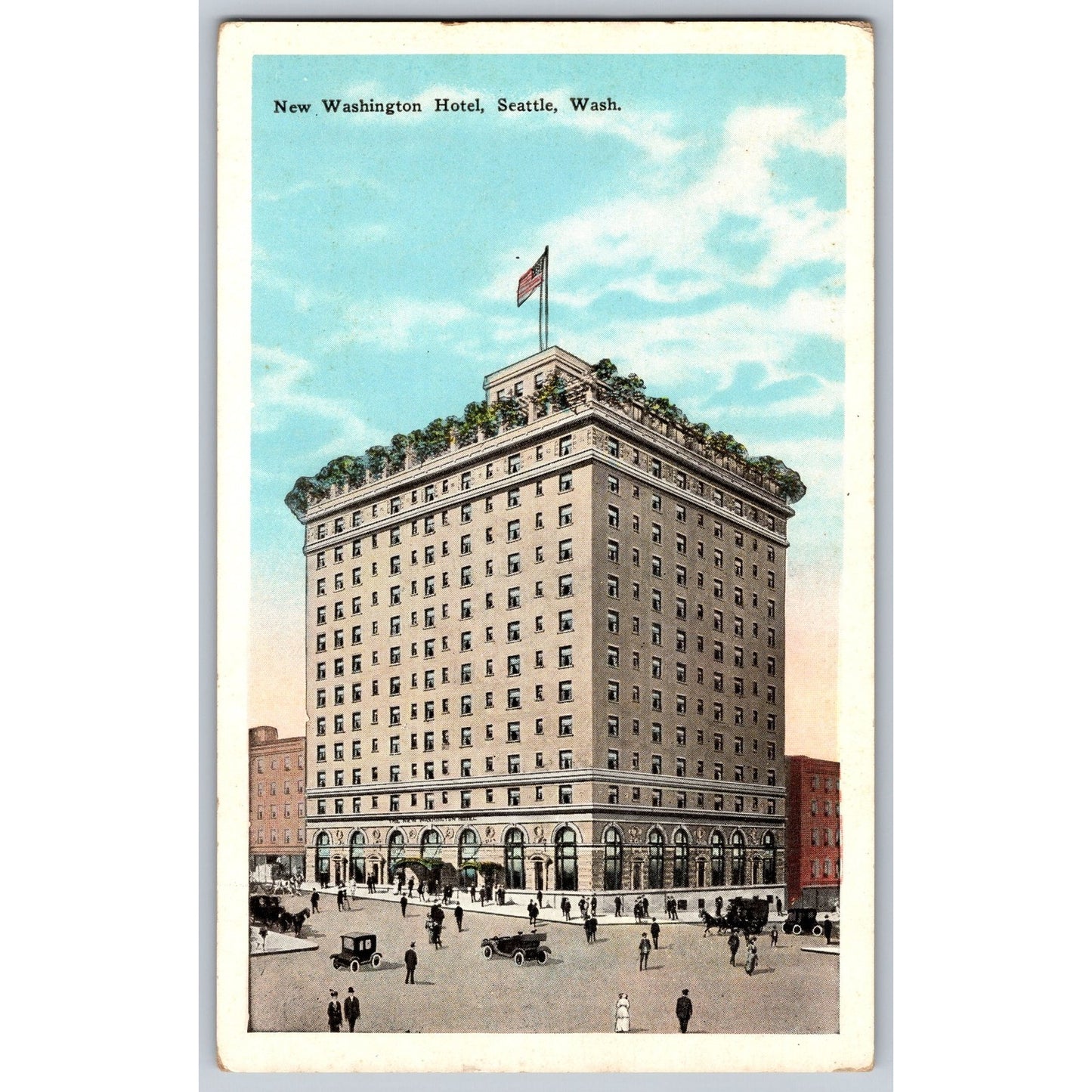 Seattle WA Washington New Washington Hotel White Border Postcard E.C. Kropp Co