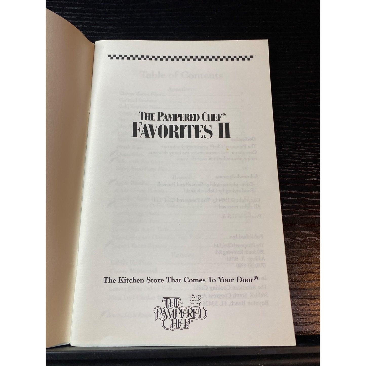 The Pampered Chef Favorites II Recipe 1994 Cookbook Booklet