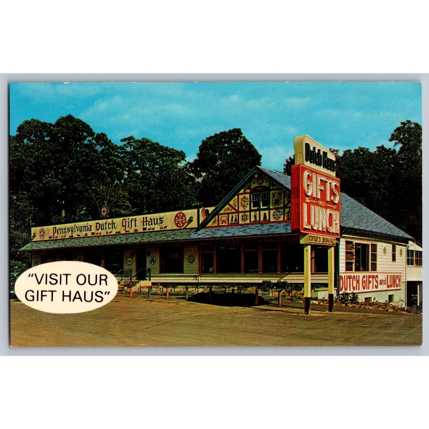 Sharlesville PA Pennsylvania Dutch Gift Haus Chrome Postcard Unused