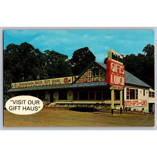 Sharlesville PA Pennsylvania Dutch Gift Haus Chrome Postcard Unused