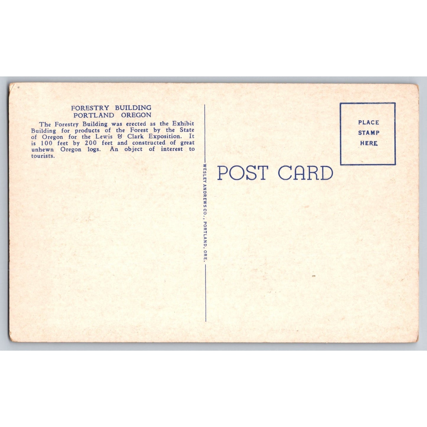 Portland OR Oregon Forestry Building Lewis & Clark Memorial Postcard 1930s