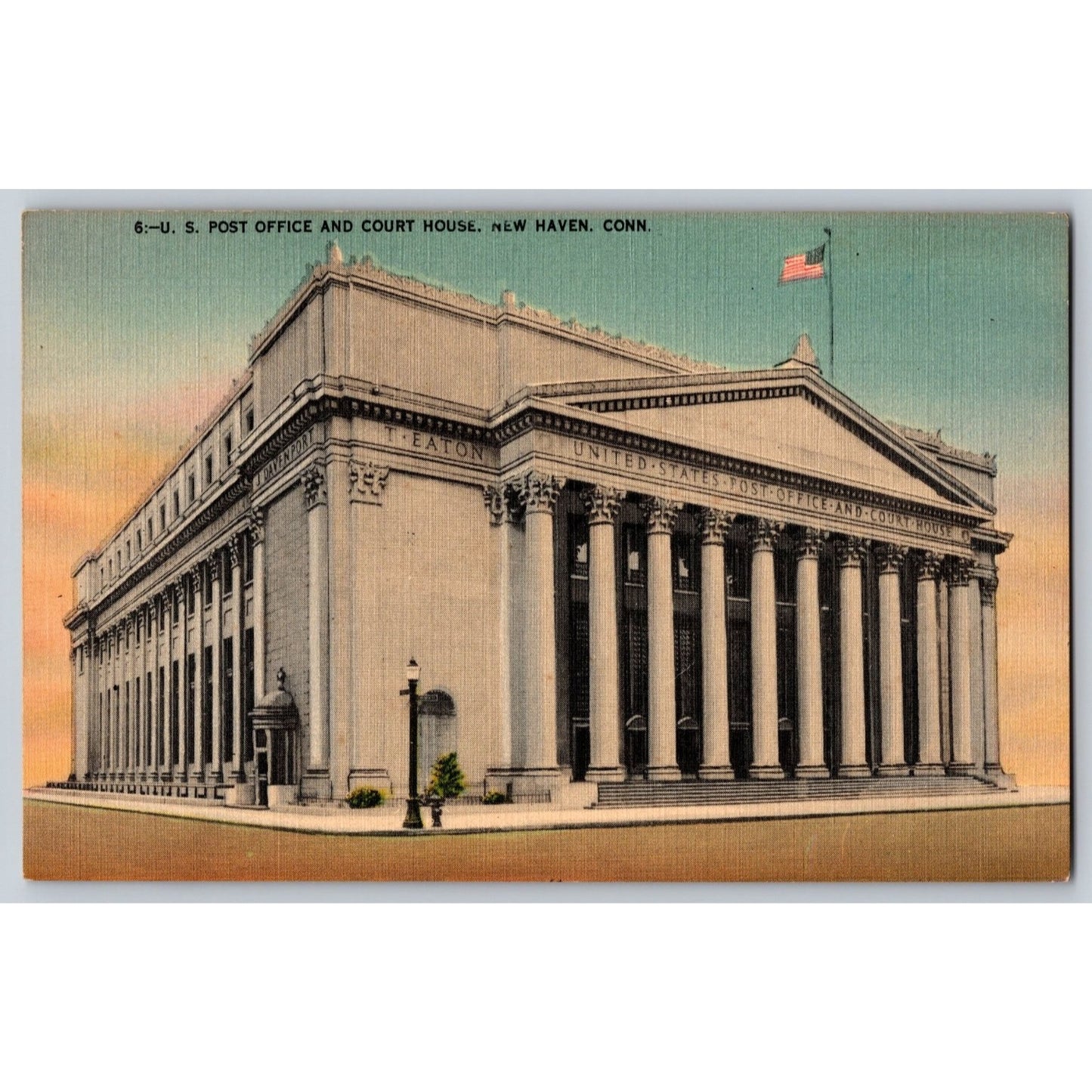 New Haven CT Connecticut US Post Office Courthouse Linen Postcard Unused