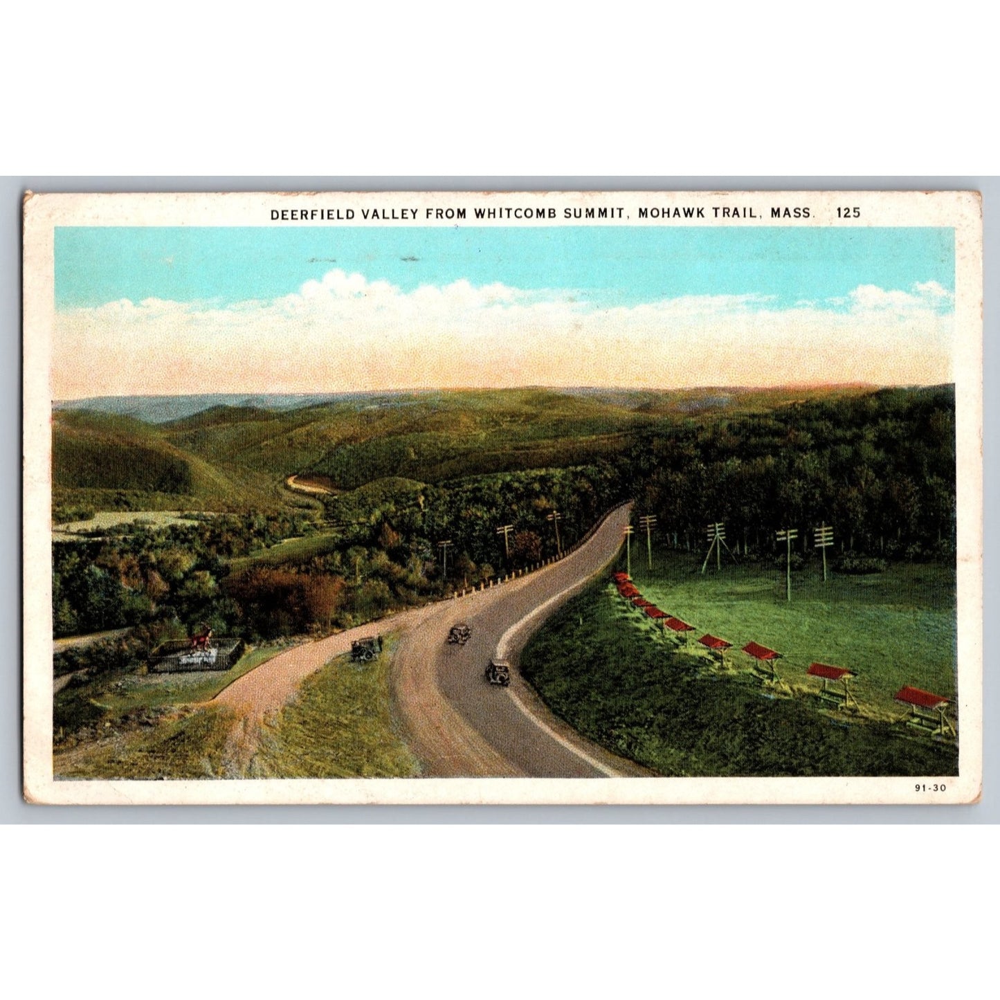 Mohawk Trail MA Massachusetts Deerfield Valley Whitcomb Summit 1930 Postcard