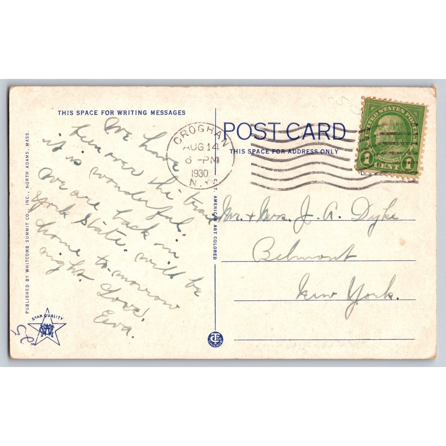 Mohawk Trail MA Massachusetts Deerfield Valley Whitcomb Summit 1930 Postcard