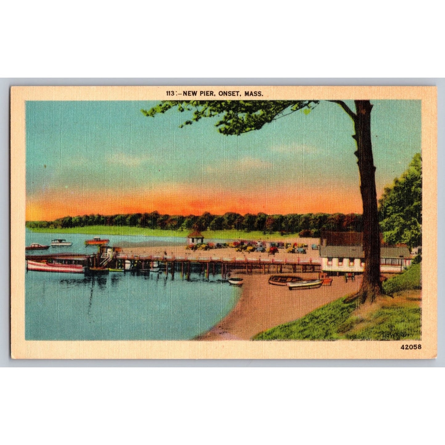 Onset MA Massachusetts New Pier Scenic Harbor White Border Postcard Unused