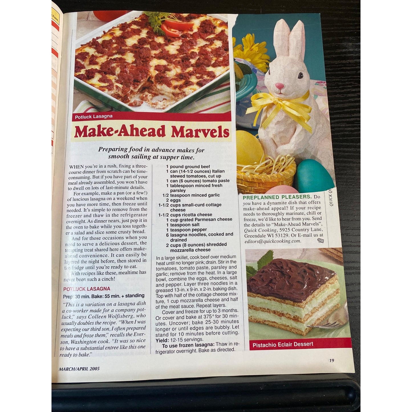 Taste Of Homes Quick Cooking Magazine Mar/Apr 2005 Speedy Meals Make-Ahead Tips