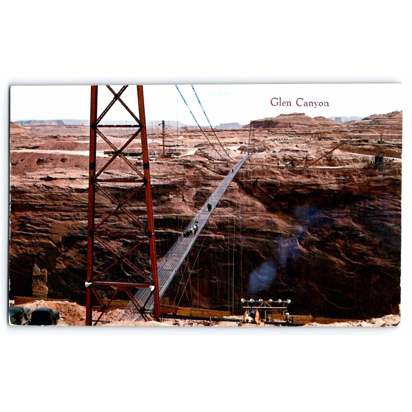 Page AZ Arizona Glen Canyon Dam Site Footbridge Chrome Postcard Unused