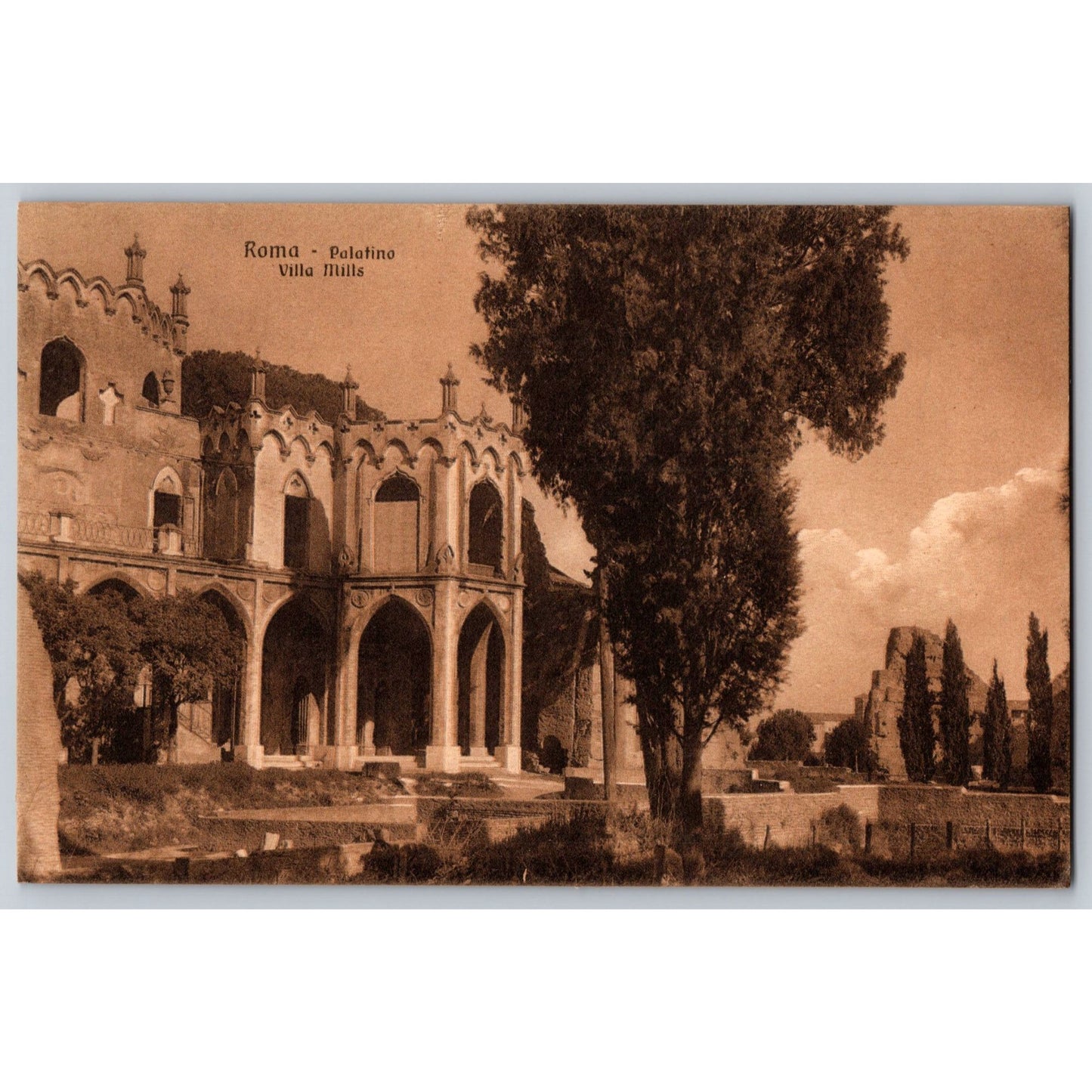 Rome Italy Roma Palatino Villa Mills Brunner & C Como Postcard Unused