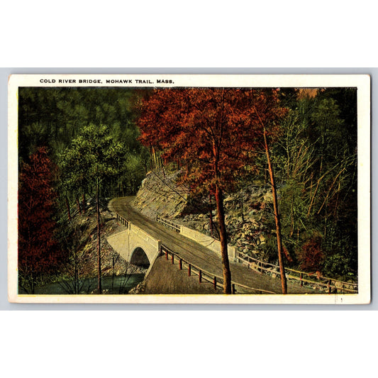 Mohawk Trail MA Massachusetts Cold River Bridge White Border Postcard