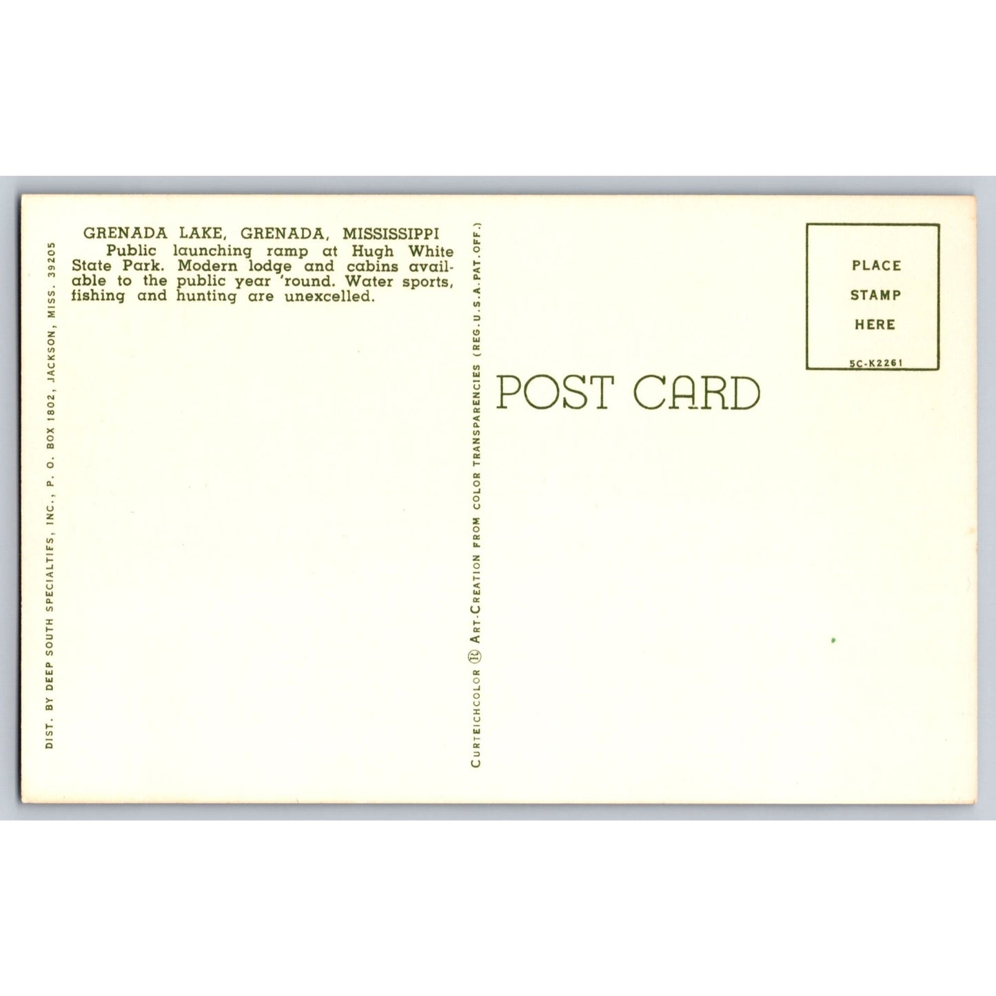 Grenada Lake MS Mississippi Hugh White State Park Boat Launch Chrome Postcard