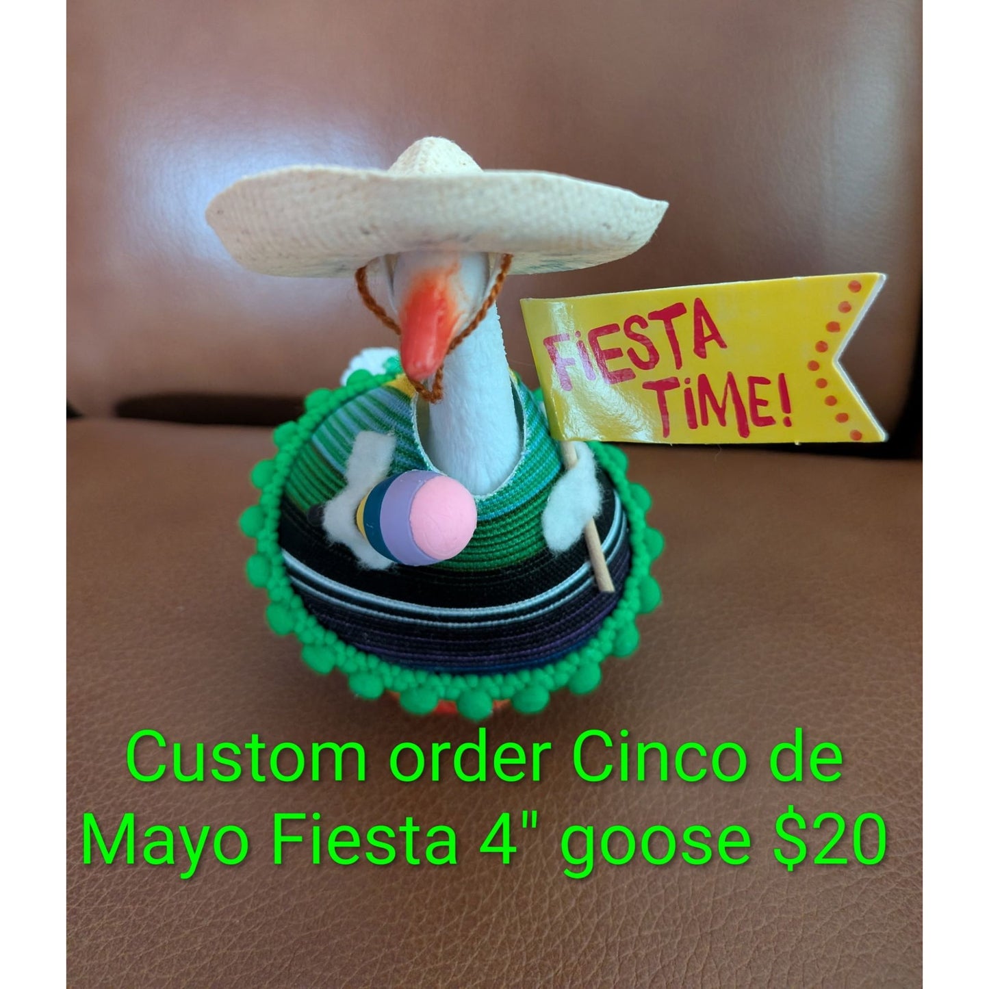 Custom Order - Cinco de Mayo - 4" Goose Figurine With Handcrafted Outfit For Home Or Office Décor
