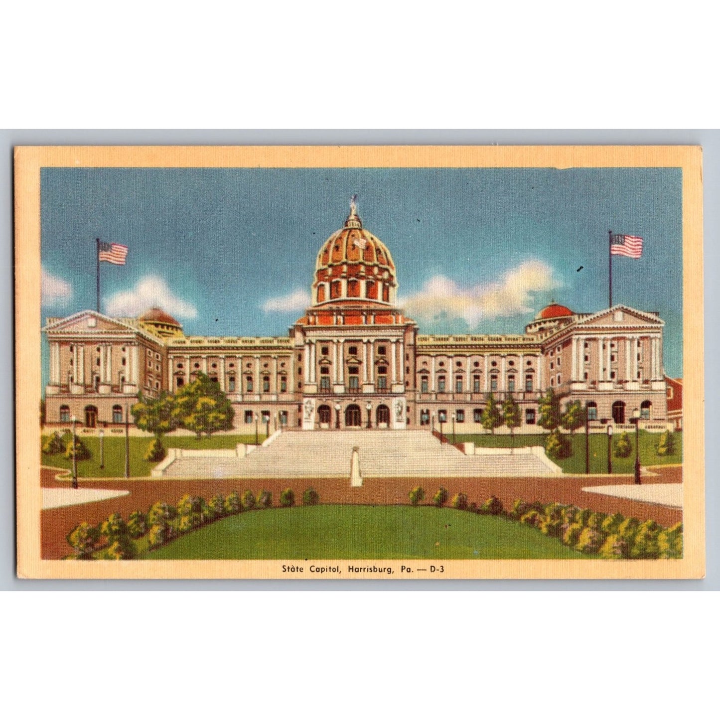 Harrisburg PA Pennsylvania State Capitol Linen Postcard Harrisburg Paper Co