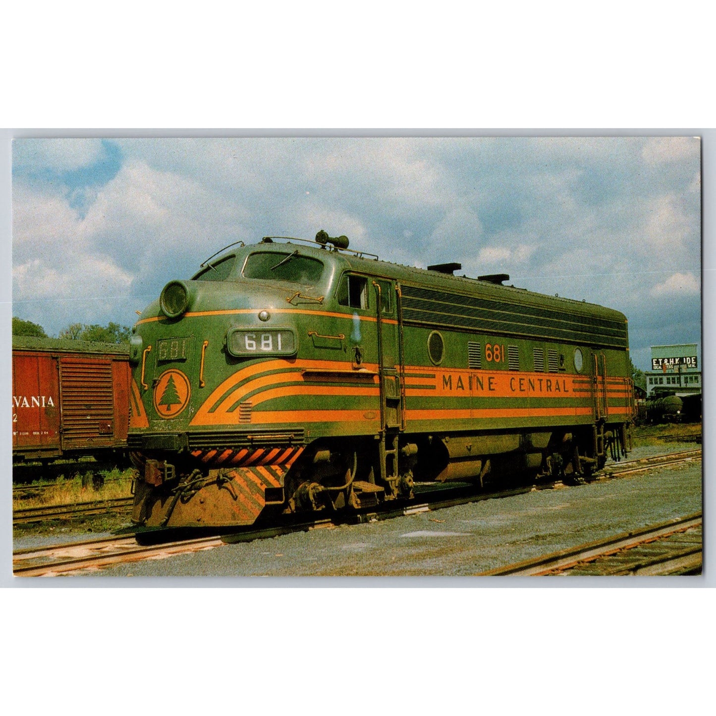 St Johnsbury VT Vermont Maine Central Railroad EMD F-3 #681 Chrome Postcard 1964