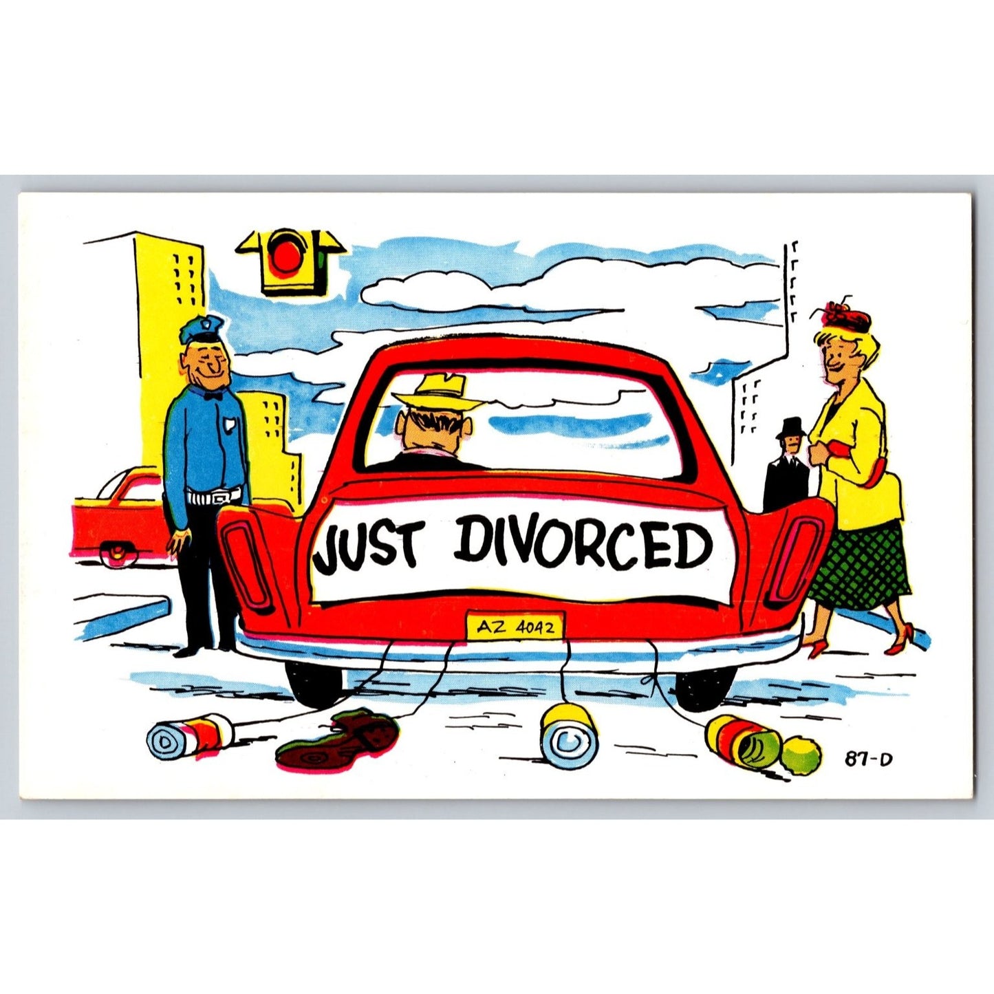 Comic Postcard Humorous Cartoon Just Divorced Chrome Laff Gram