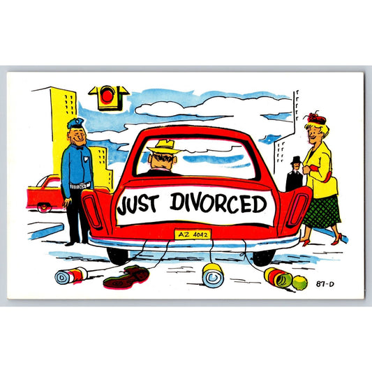 Comic Postcard Humorous Cartoon Just Divorced Chrome Laff Gram