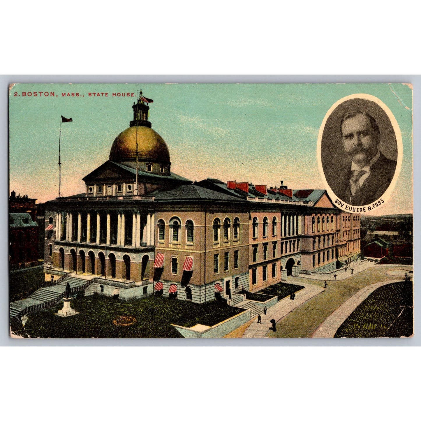 Boston MA Massachusetts State House Governor Eugene Foss Divided Postcard