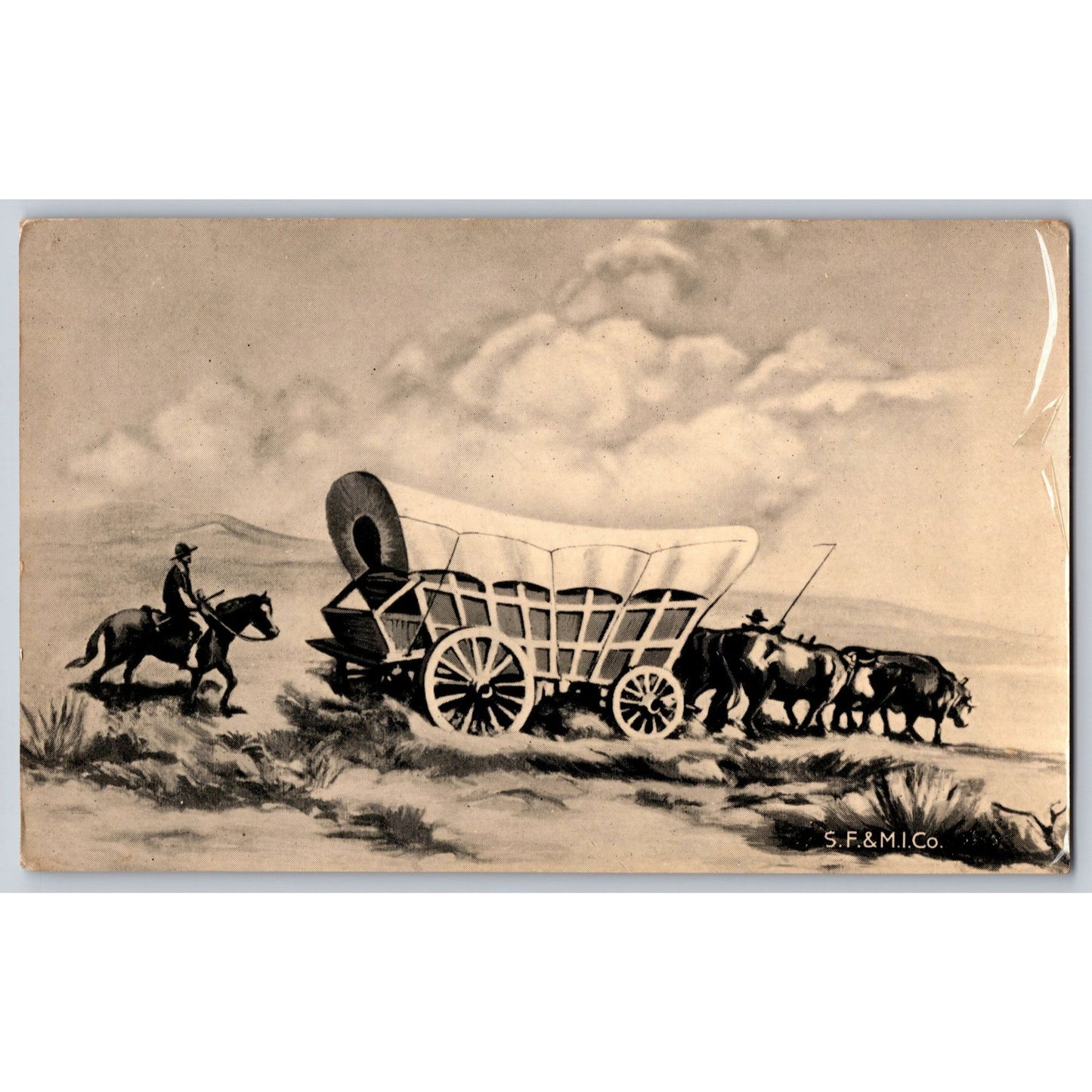 Springfield MA Massachusetts Fire & Marine Insurance Covered Wagon 1947 Postcard