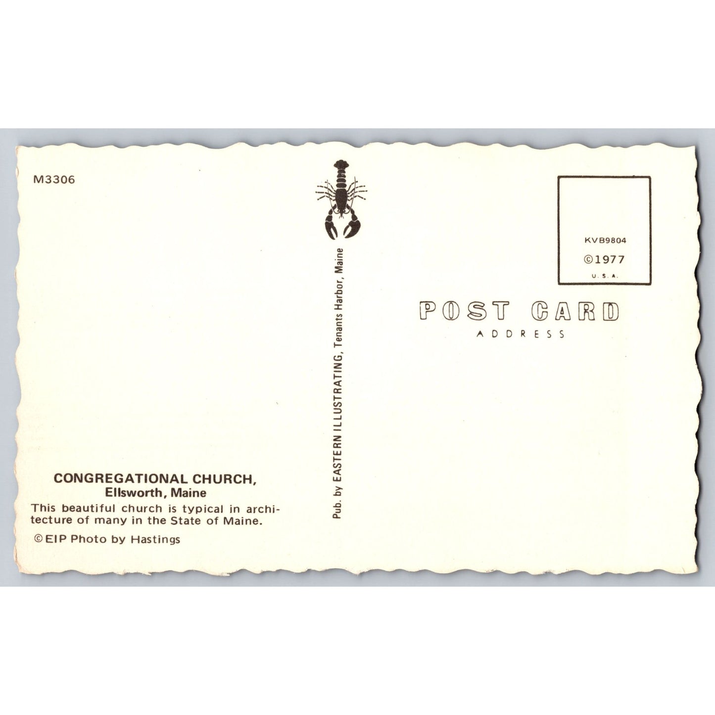 Ellsworth ME Maine Congregational Church Chrome Postcard Unused