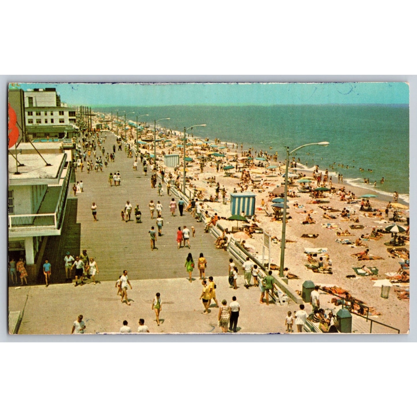 Rehoboth Beach DE Delaware Boardwalk & Beach 1973 Chrome Postcard Dexter Press