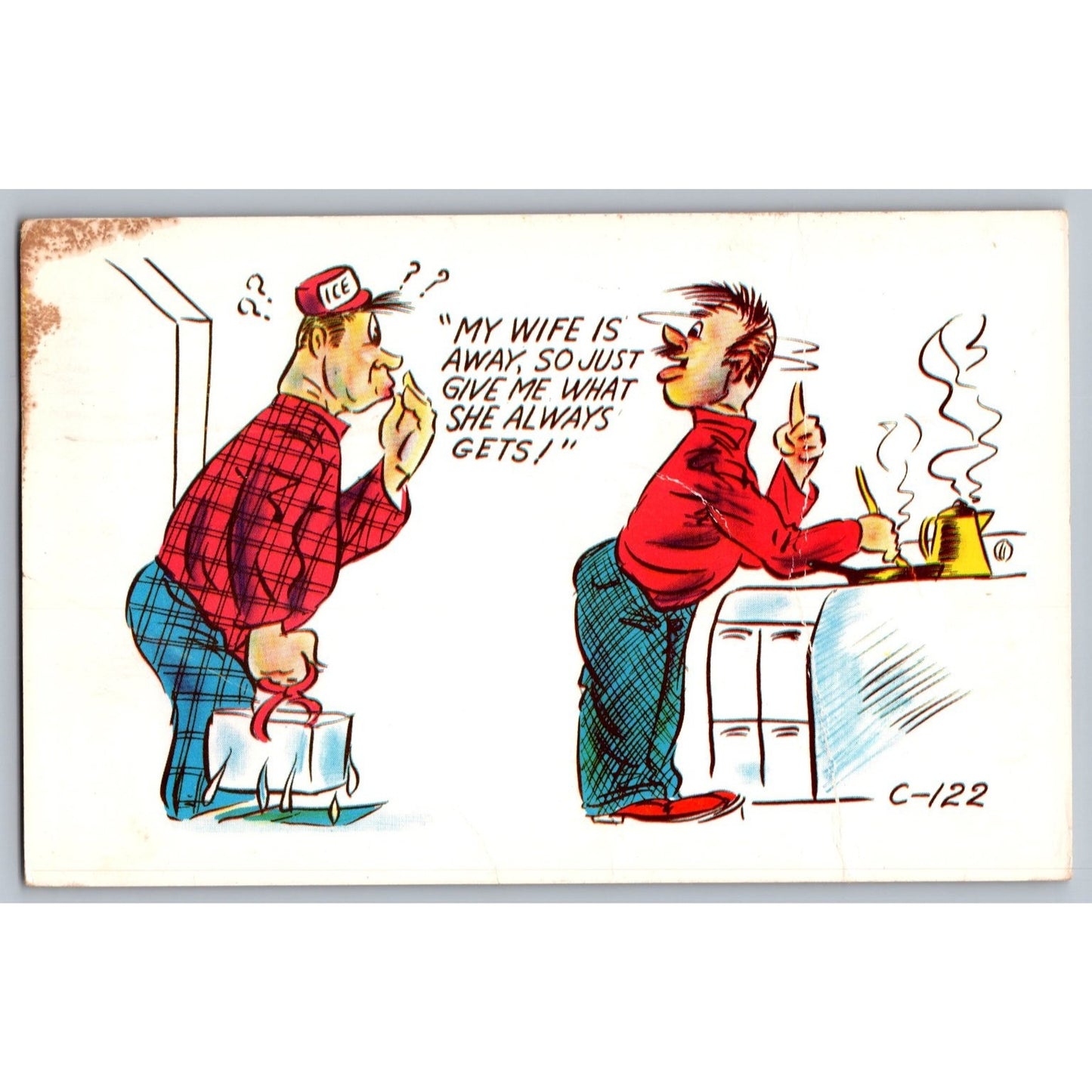 Comic Postcard Humorous Ice Delivery Man 1953 Funny Cartoon Used
