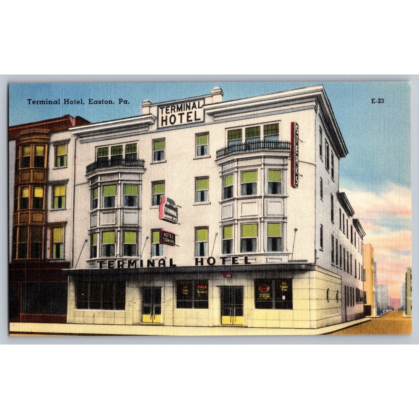 Terminal Hotel Easton Pennsylvania PA Linen Postcard by Mebane Greeting Card Co