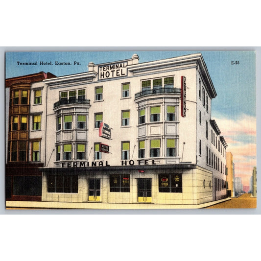 Terminal Hotel Easton Pennsylvania PA Linen Postcard by Mebane Greeting Card Co