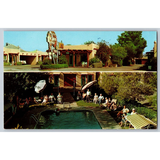 Mesa AZ Arizona Mesa Kiva Lodge Motel Pool & Exterior Chrome Postcard Unused