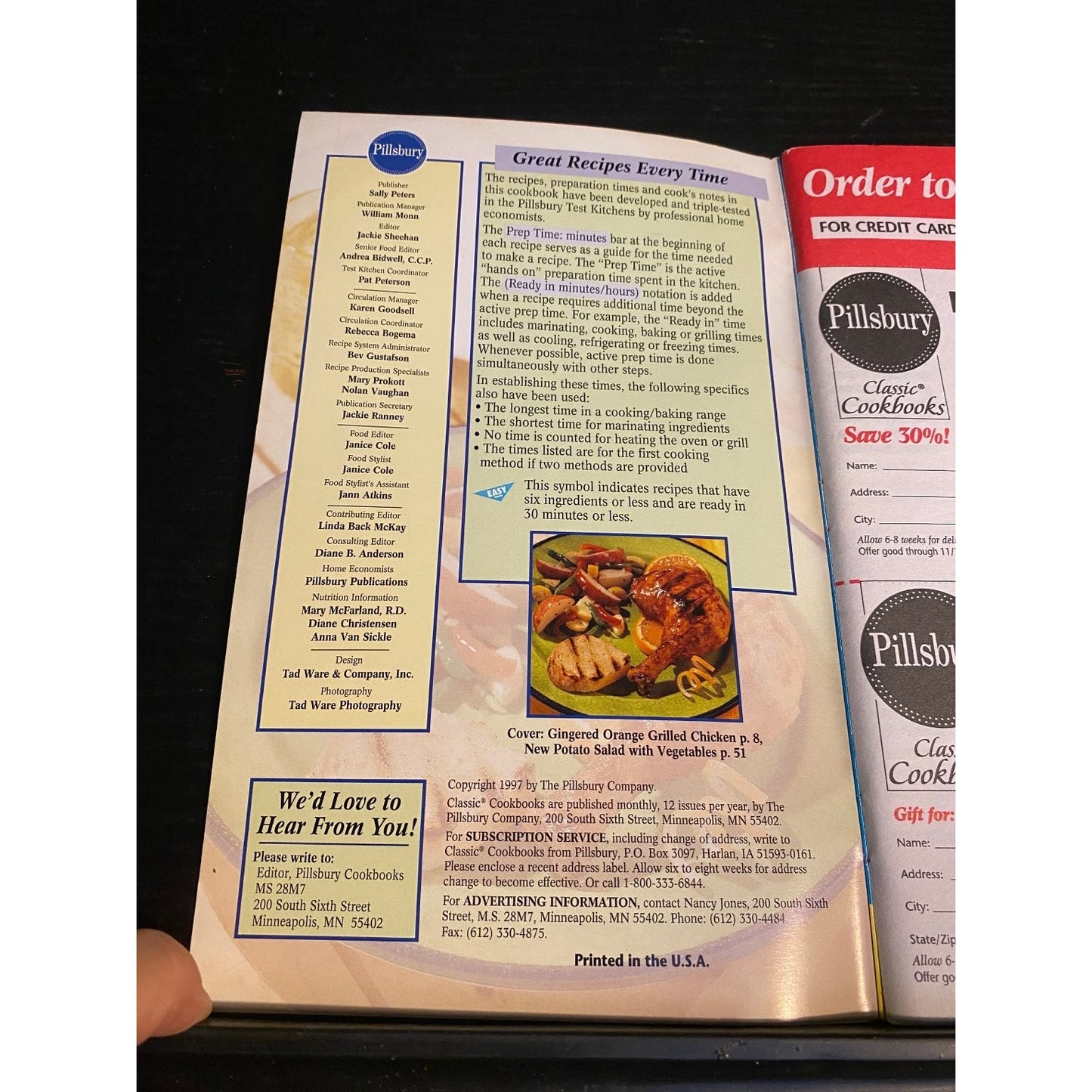 Pillsbury Classic Cookbook Booklet 1997 Picnics & Grilling Recipes