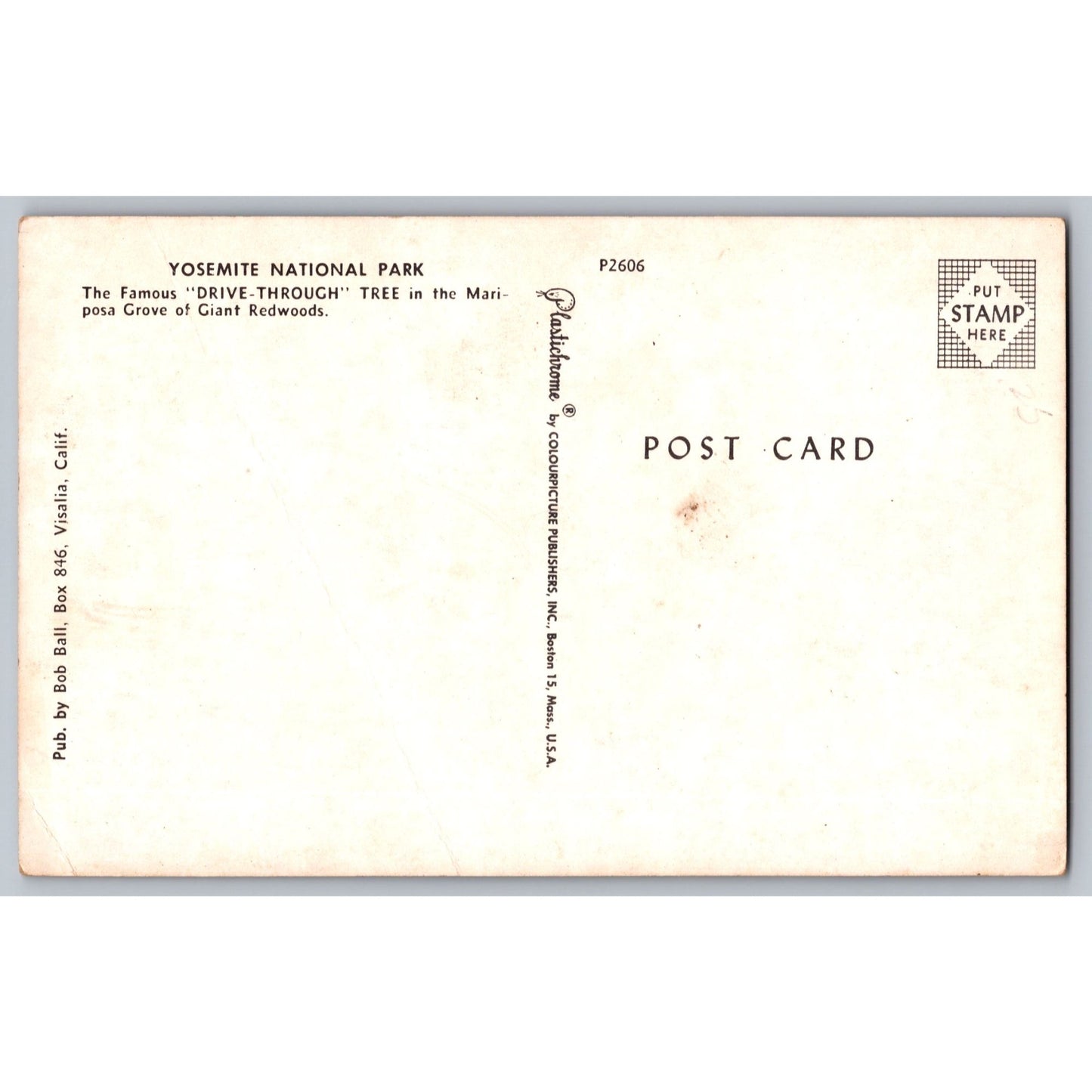 CA California Yosemite National Park Drive-Through Tree Postcard Bob Ball