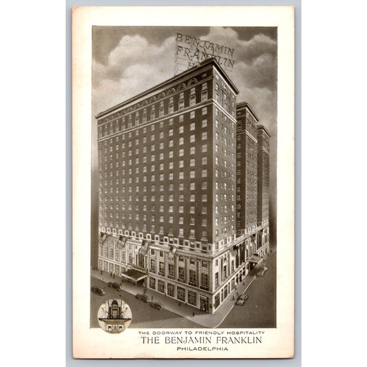 Philadelphia PA Pennsylvania Benjamin Franklin Hotel 1954 Postcard Illustration