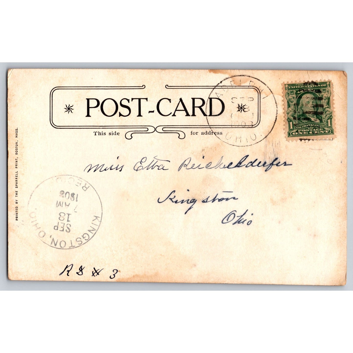 Boston MA Massachusetts New Old South Church 1908 Postcard Used Sparrell Print